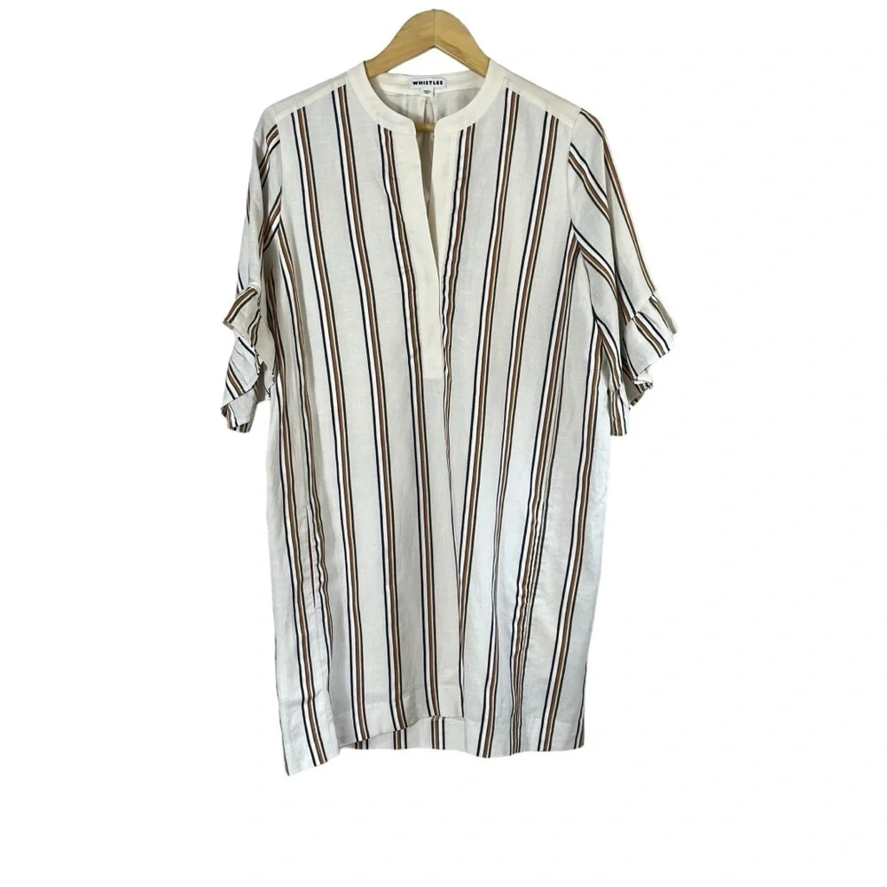 WHISTLES UK Margarita Striped Linen Tunic‎ Dress NWOT